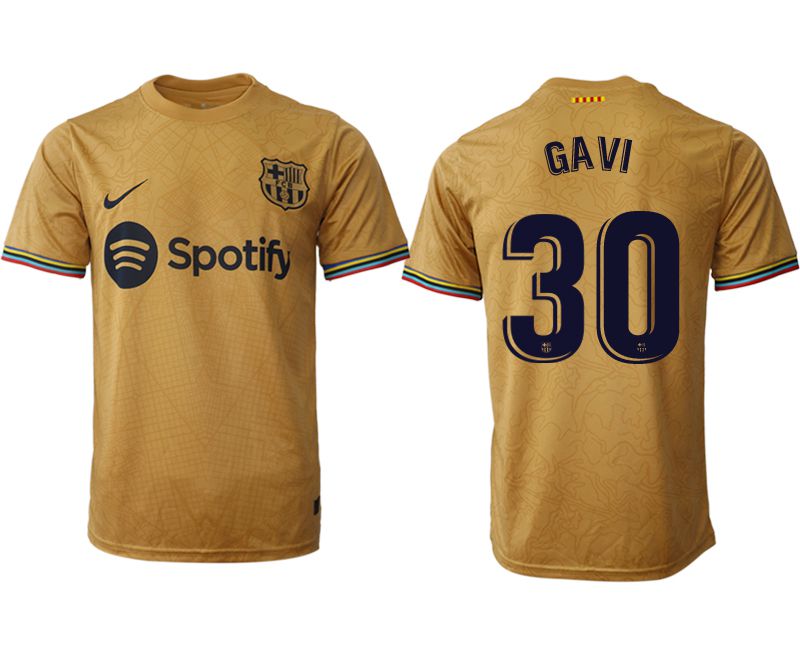 Men 2022-2023 Club Barcelona away aaa version yellow #30 Soccer Jersey